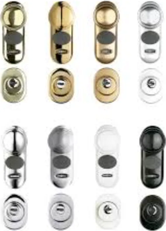 Escudos de seguridad Dierre en distintos acabados: latón, cromo, níquel y negro